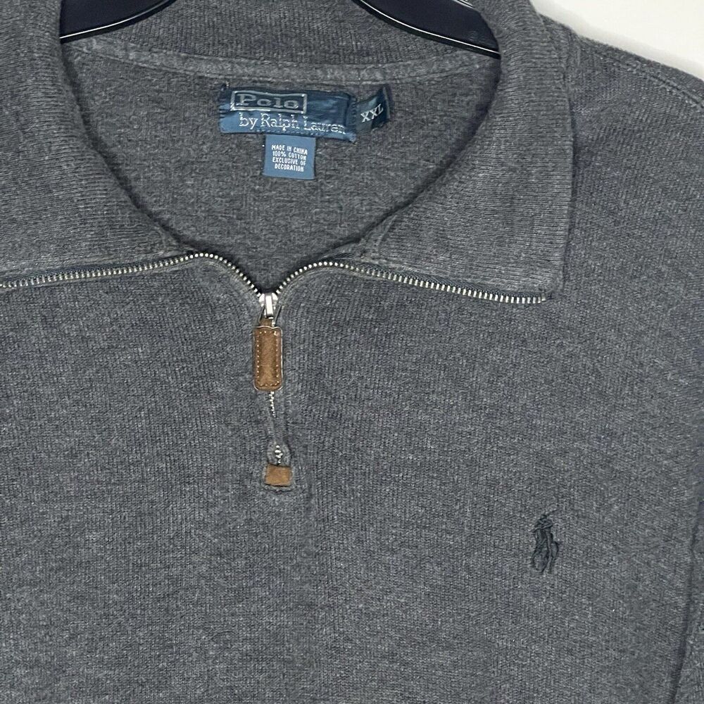 Vintage Polo Ralph Lauren Men’s Quarter Zip Pullover Sweater Dark Gray Size XXL - Picture 2 of 5
